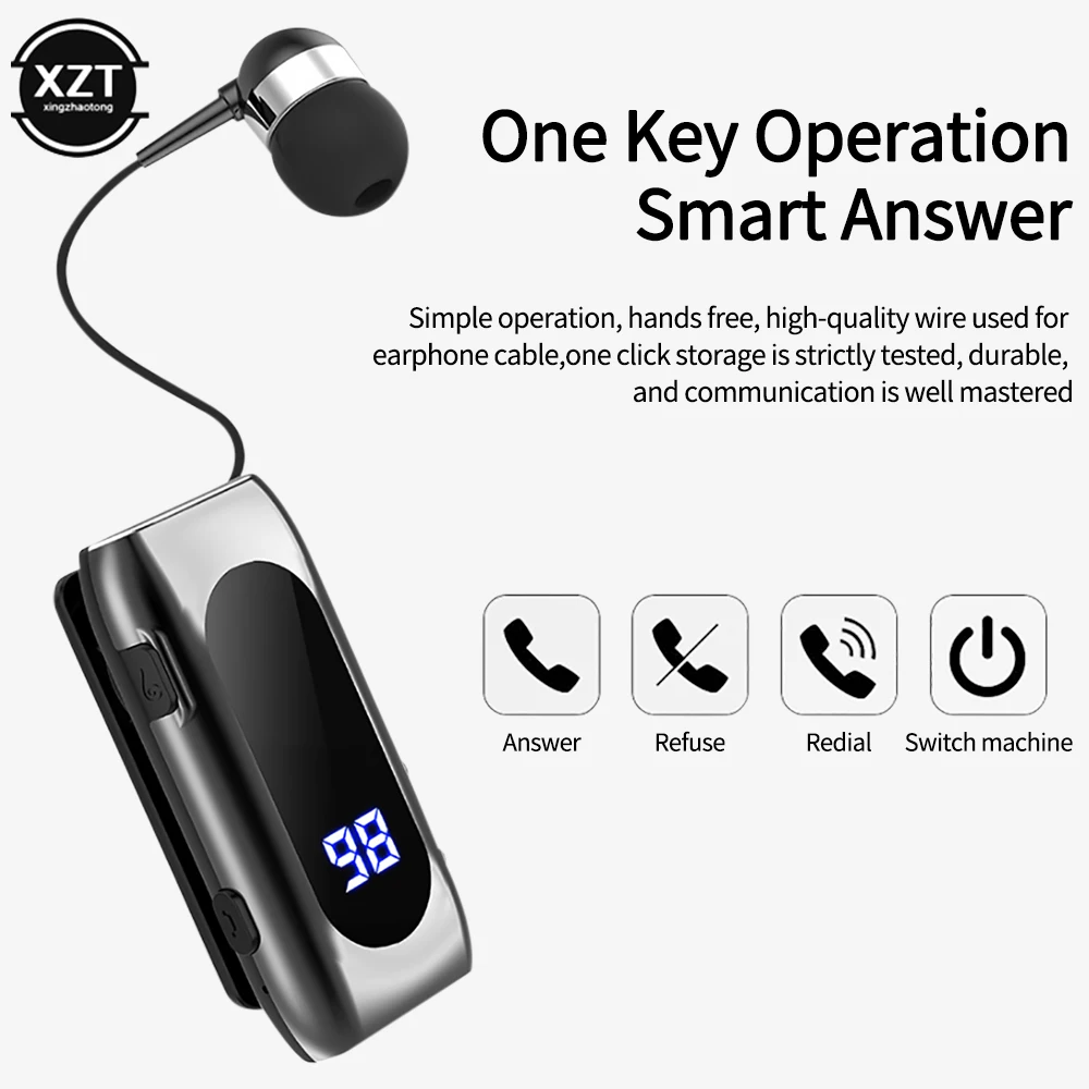

2023 K55 Earphone Bluetooth 5.2 with Wire Wireless Clip on Headphone Call Remind Vibration Business Headset Handsfree Earbuds