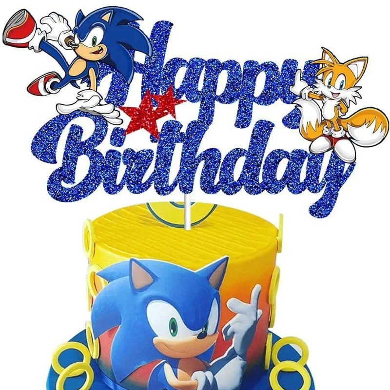 Топпер для торта Соник с рисунком Ежик топ кекса С Днем Рождения детей украшения