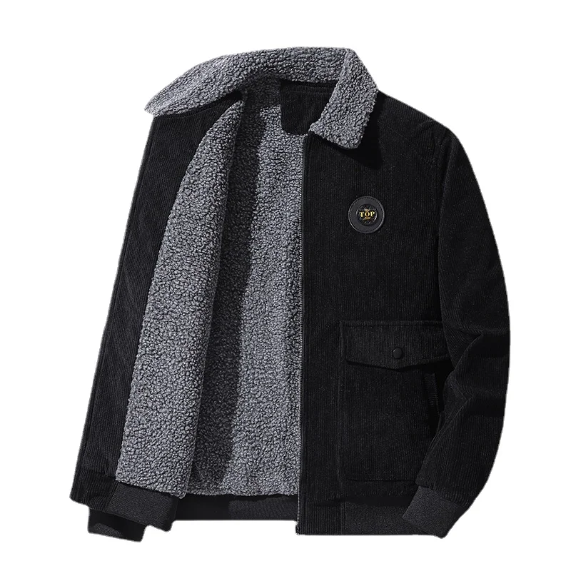 New Fashion Men Corduroy Winter Coats Fleece Down Jackets Casual Jaquetas Male Thicker Warm Parkas Short Winer Jackets