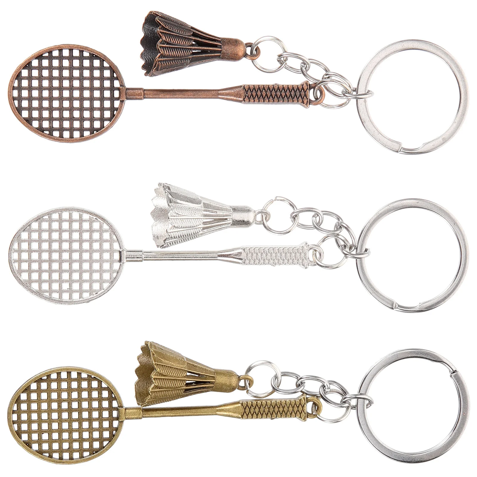 

3 Pcs Badminton Key Rings Shuttlecocks Metal Gift Women Pendant Keyrings Student Holder