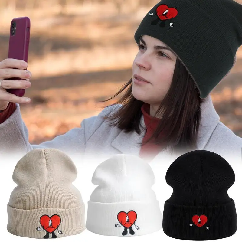 

Winter Skullies Hats Skiing Beanies Embroidery Hip-Hop Knitted Bonnet Caps Warm Lined Thick Soft Christmas Hats Gift Skiing Caps
