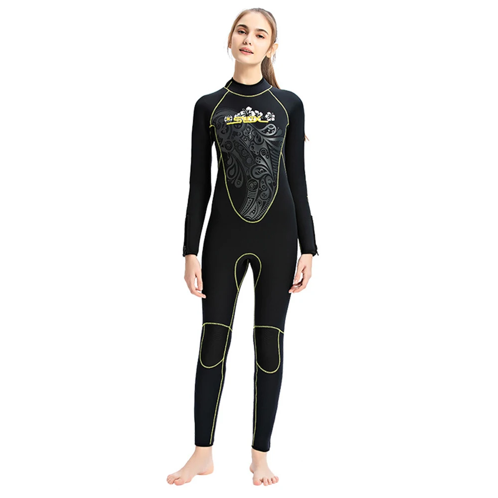 Womens Wetsuit 5mm Neoprene Fleece-Lined Keep Warm in Cold Water Wet Suit Back Zipper for Surfing Diving Snorkeling