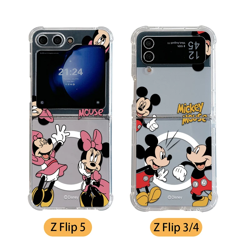 Милый забавный магнитный чехол для телефона с Микки и Минни Magsafe Samsung Galaxy Z Flip 3 4 5 6