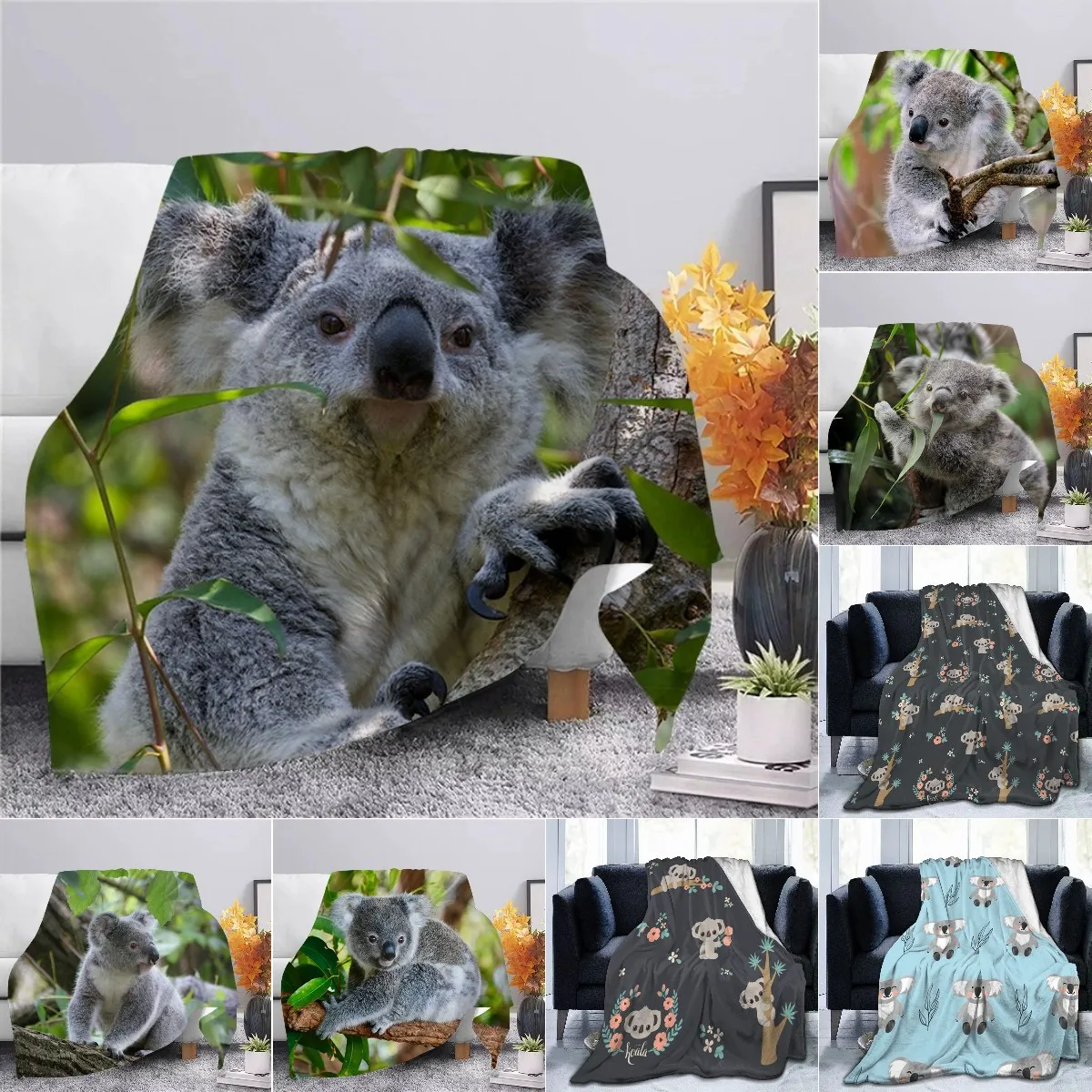 

Australian Koala Bear Flannel Blankets 3D Print Fashion Sofa Travel Youth Bedding Sofa Bedspread for Plush Quilt Student Blanket