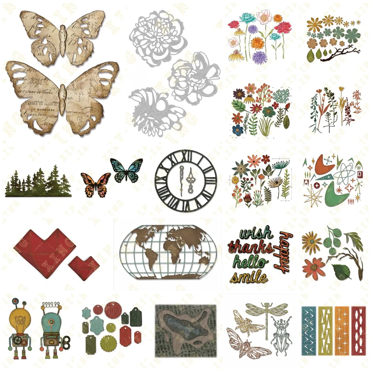 

New Butterfly Flower Tree Gift Tags Metal Cutting Dies Scrapbook Diary Decoration Embossing Template DIY Greeting Card Handmade