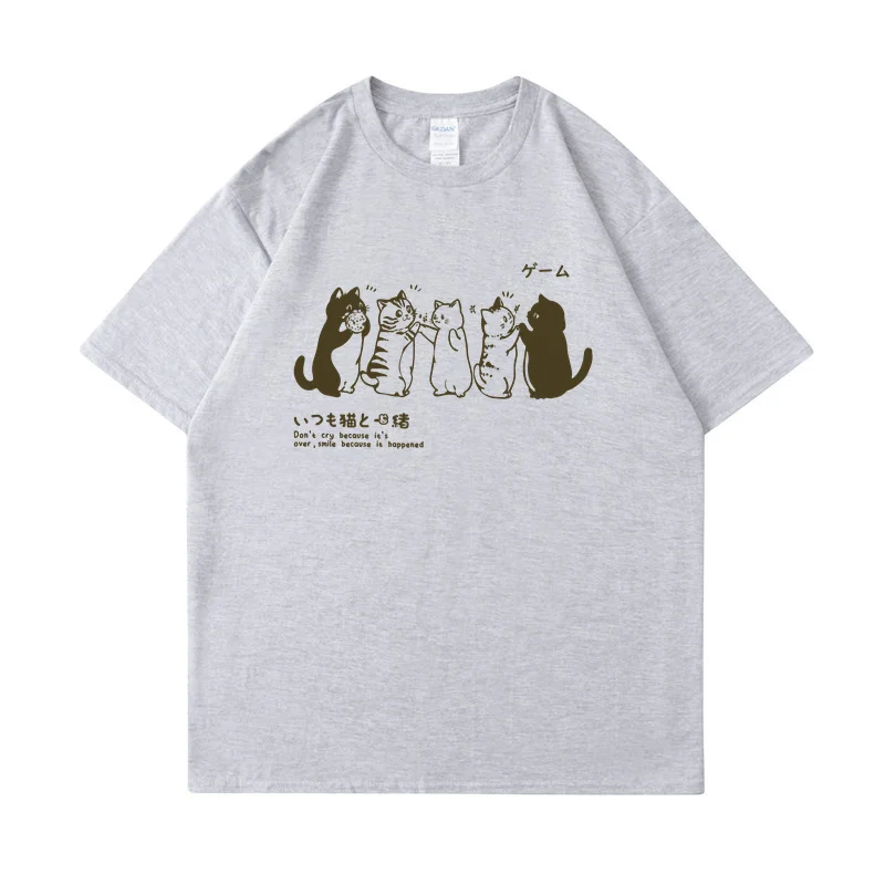 Y2K Мужская Хлопковая Теннисная Футболка В Стиле Хип-хоп С Коротким Рукавом И