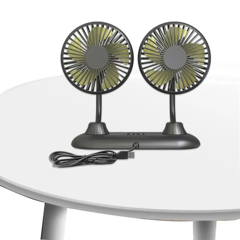 

Car Fan Summer Cooling Car Dashboard Dual Heads Fan 360 Degree Low Noise 4.5inch Car Cooler Air Fan Strong Wind Accessories For