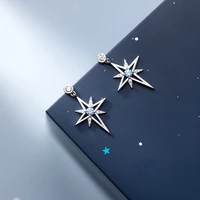 exquisite vintage stars blue sparkling earrings charm eight pointed star women jewelry earring new fashion elegant party gift