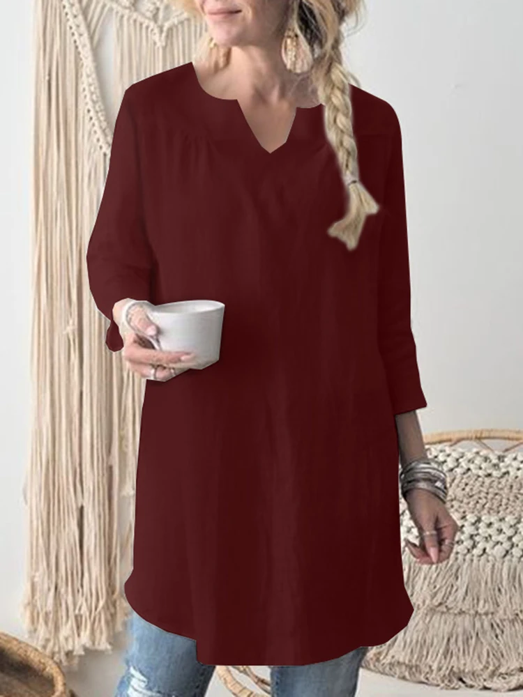 

2022 ZANZEA Women Summer Solid Color BlouseV-Neck Short Sleeve Chemise Femme Fashion Casual Elegant Holiday Work OL Blusas
