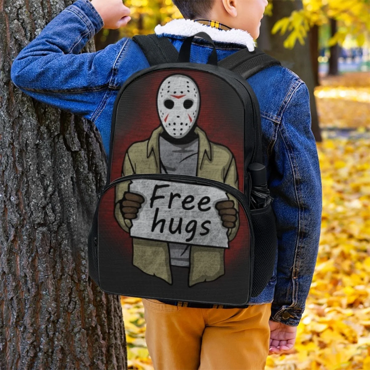 FORUDESIGNS Horror Movie Elements Print Backpacks College Students Fashion School Bags Utility Double Zipper Bookbags Travel Out