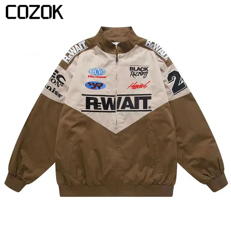 

Весенняя американская винтажная куртка, мужские лоскутные куртки, повседневные бейсбольные куртки для мотогонок в стиле Хай-стрит, пальто унисекс в стиле хип-хоп