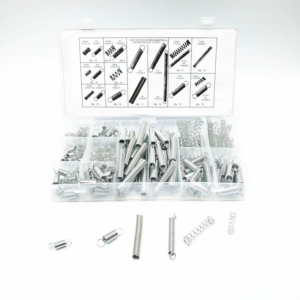 

200PCS/SET Spring Assortment kit Compressed & Extended Carburetor Flat Hoop Assorted