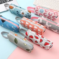 large capacity portable canvas cute pencil bag simple pencil storage bag stationery box colorful for boys girl avocado pattern