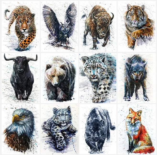 

5D DIY Diamond Painting Animal Tiger Wolf Eagle Owl Embroidery Cross Stitch Set Hand Inlaid Gifts Home Wall Art Decoration