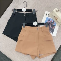 2022 summer khaki shorts for women new all matching solid color workwear slim fit high waist black sexy short femme