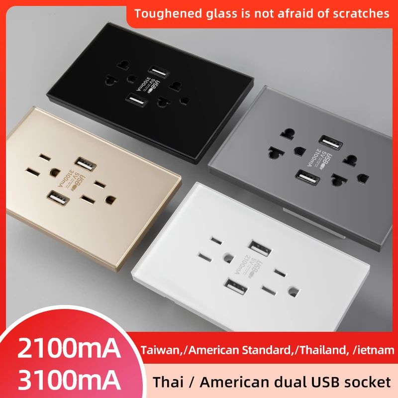 Настенная розетка с двумя USB-портами Herepow тайланд американский стандарт