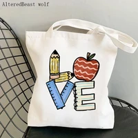 teacher supplies shopper bag love to teach bag harajuku shopping canvas shopper bag girl handbag tote shoulder lady gift bag