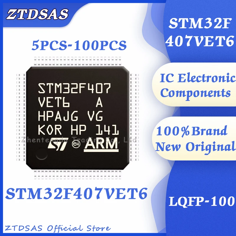 5~100PCS STM32F407VET6 STM STM32 STM32F STM32F407 STM32F407V STM32F407VE IC MCU LQFP-100