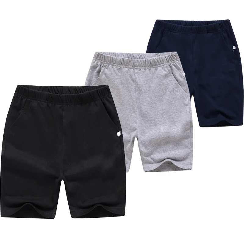 Большие Детские шорты оптом детские повседневные шорты Классические трехцветные черные белые серые спортивные брюки для мальчиков для сту...