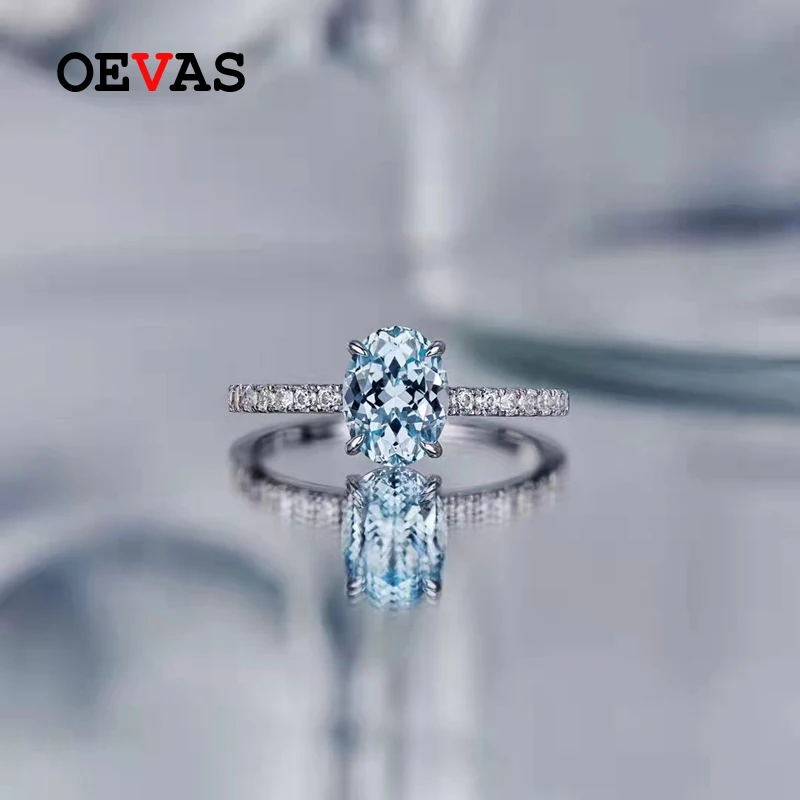 

Женское кольцо из серебра 100% пробы, с аквамарином