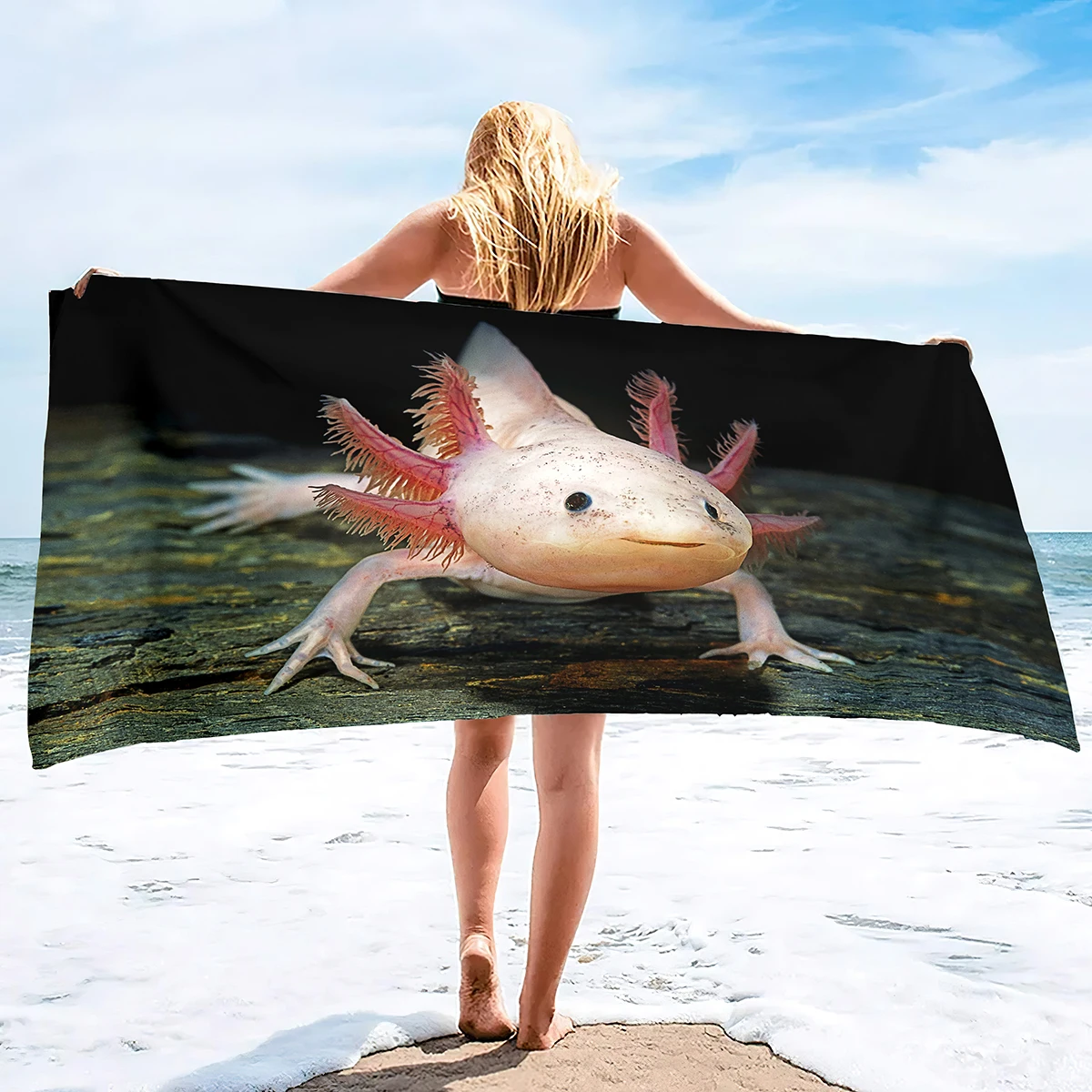 

Salamander Beach Towel Oversized,Microfiber Beach Towel,Super Absorbent Sand Free Newt Cool Swim Beach Towels for Reptile Lovers