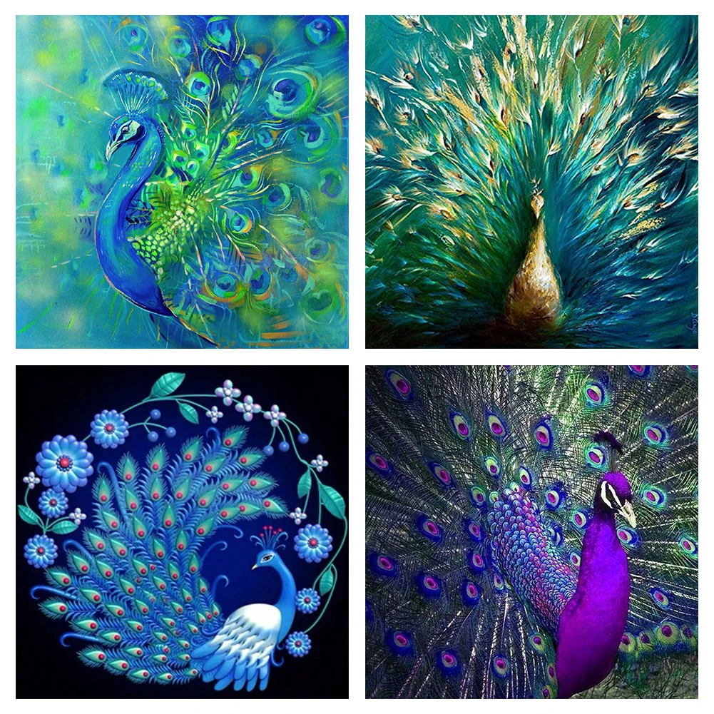 

5D DIY Diamond Mosaic Full Round Drawing Embroidery Peacock Series Rhinestone Picture Home Decoration Gift Accessories