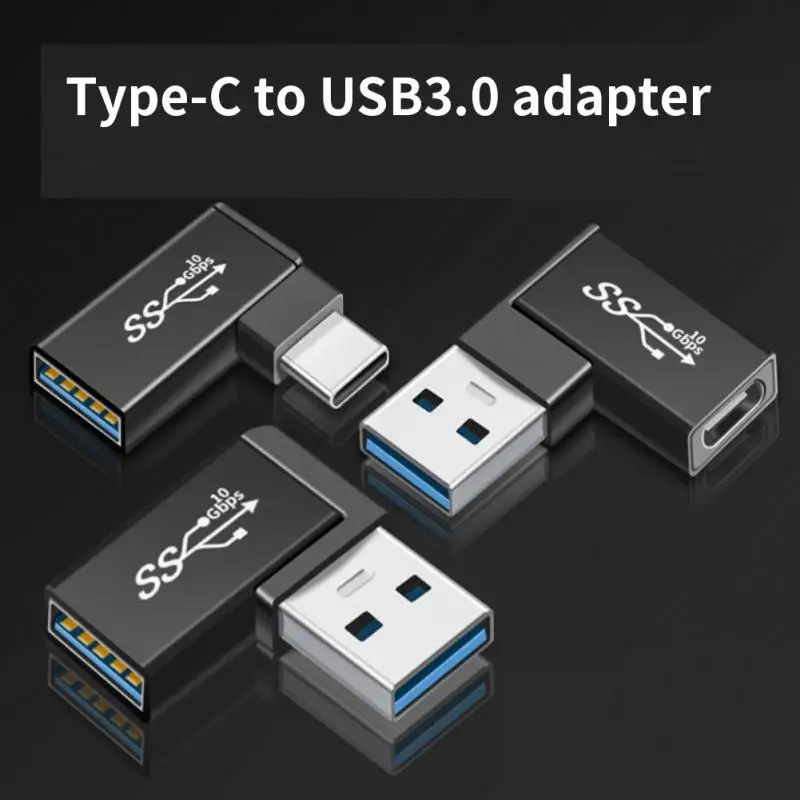 

90 Degree Angle Usbc Connector Portable Type C To Usb 3.0 Otg Adapter Fast Charging For Samsung Xiaomi Macbook 10gbps Aluminum