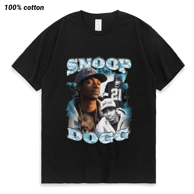 

Snoop Dogg Hip Hop T Shirt Manga 90s y2k Vintage Black T-shirt for Men Women Short Sleeve Summer Cotton Fashion Tshirts Tops