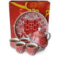 porcelain teapot 4 cup tray kits traditional chinese wedding banquet ceremony teapot teacups tea set ceramics kettle