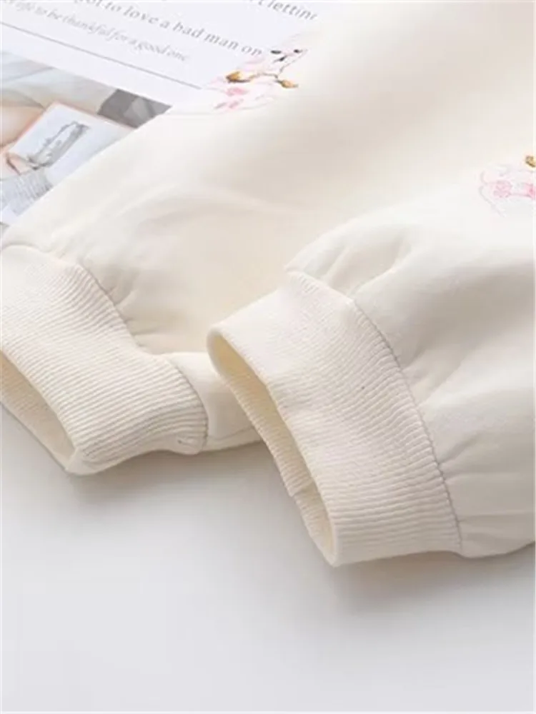 Plus Size Women's Hooded Long Sleeve Sweatshirt Solid Jersey Cotton With Thin Fleece Inside Plus Size Tops In Winter And Autumn