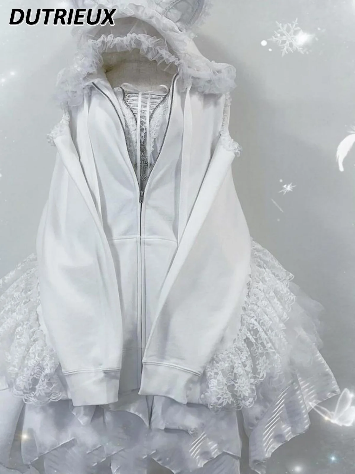 Японское милое пальто с капюшоном и кружевными краями милые кошачьи уши