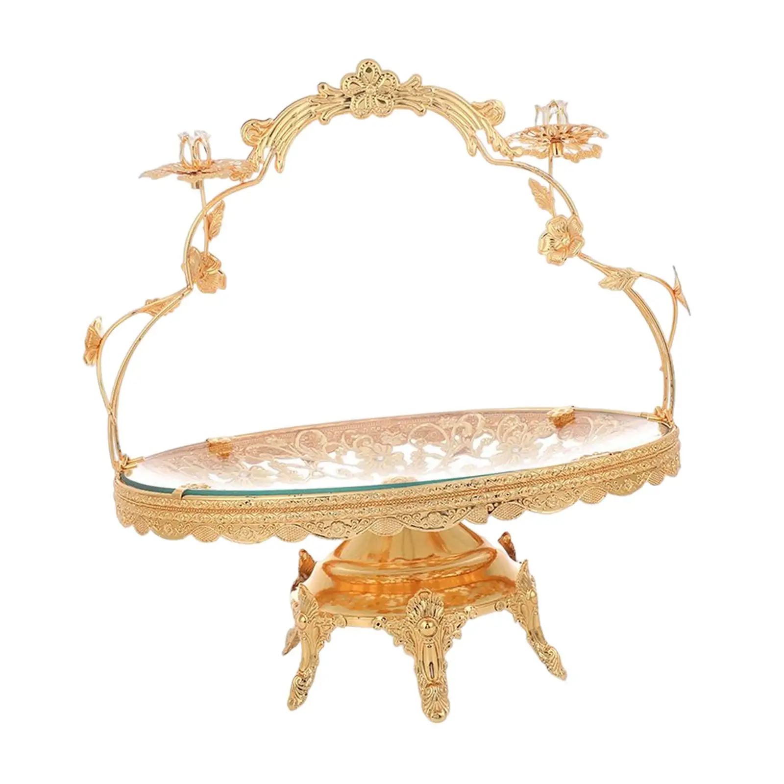 

Fruit Tray with Handle Vegetable Fruit Bowl Dried Food Plate Table Organizer for Countertop Centerpiece Home Wedding Decoration