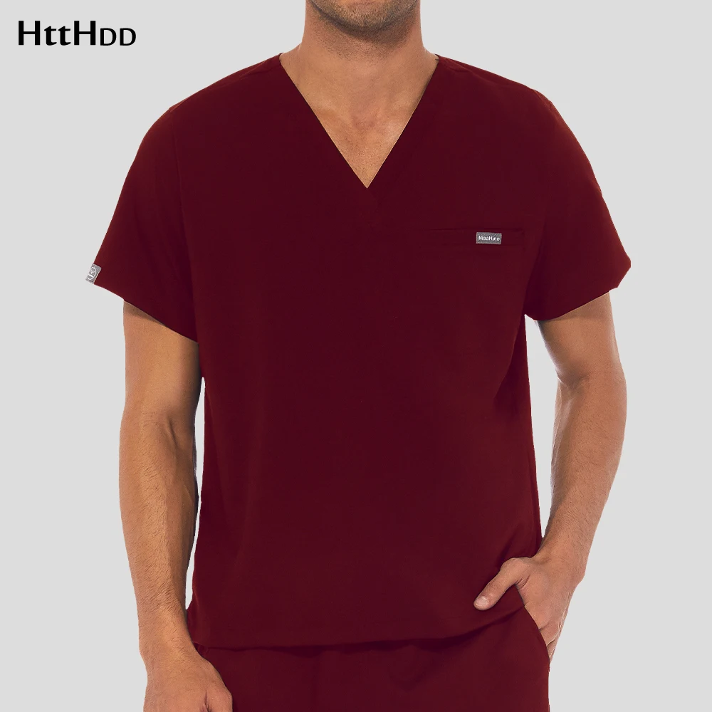 

Stretch Scrub Tops Unisex Medical Workwear Scrubs Shirts Short Sleeve Nurse Outfit Beauty Salon Working Clothes Healthcare Tops