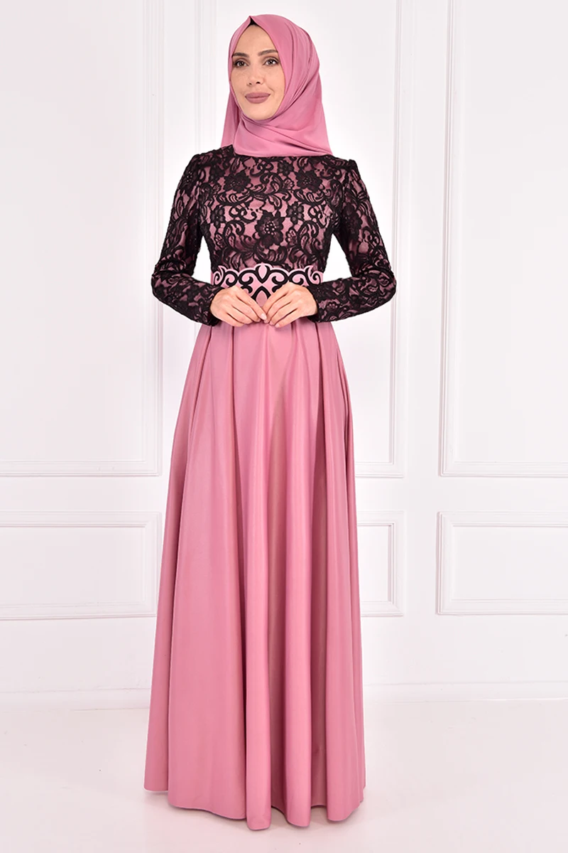 Женское платье с кружевной отделкой, розовое платье, мусульманское платье, Саудовская Аравия