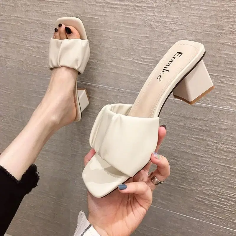 New Women Brand Summer Slides High Quality Open Toe High Heels Casual Slipper Leisure Sandal Female Women's Beach Flip Flops