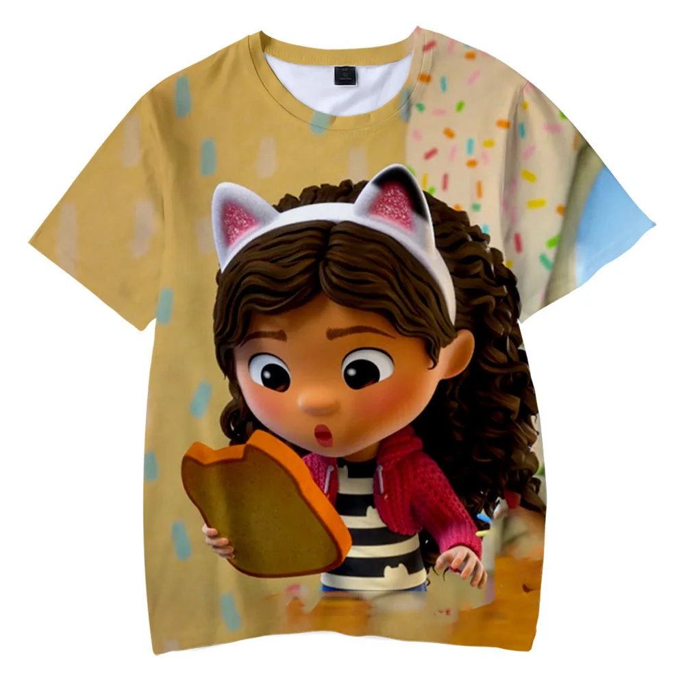 Kids And Women Gabby's Dollhouse  Cosplay Summer T-shirt 2022 3D Cute Print Short Sleeve Cloths Birthday Gift Girls Crop Top