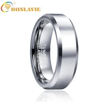 bonlavie 6mm tungsten carbide ring for men classic bevel polished rings male female wedding engagement band couple