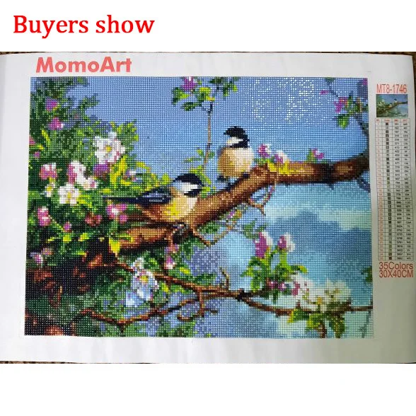 momoart diamond mosaic bird full drill square diamond embroidery house needlework beaded painting flower 5d diy wall decor free global shipping