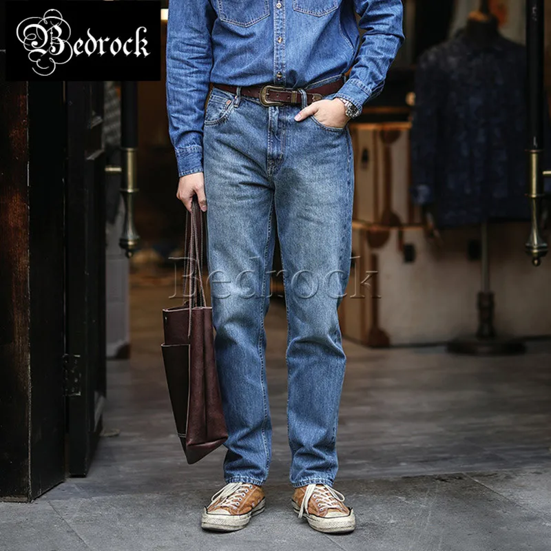 

MBBCAR 14.5oz High-end dark blue retro crafts washed straight selvdge jeans Amekaji red line denim pencil trousers for men 7382