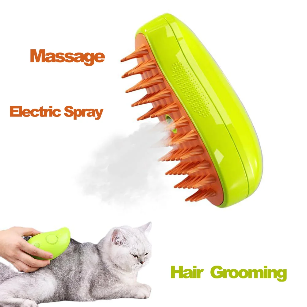 

Расческа для кошек 3 в 1, электрический массажер-распылитель для груминга кошек, щетка для домашних питомцев, плавающая, зарядка через USB, уход за собаками