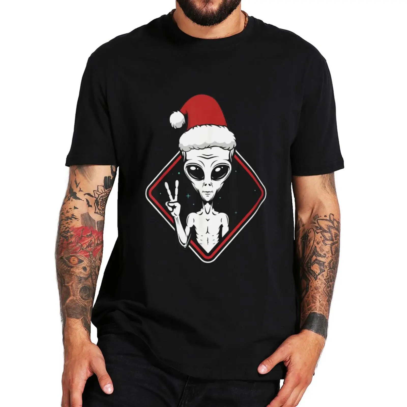 

Милая Рождественская футболка с инопланетянином, забавная мультяшная креативная Винтажная футболка, повседневные Мягкие футболки унисекс...