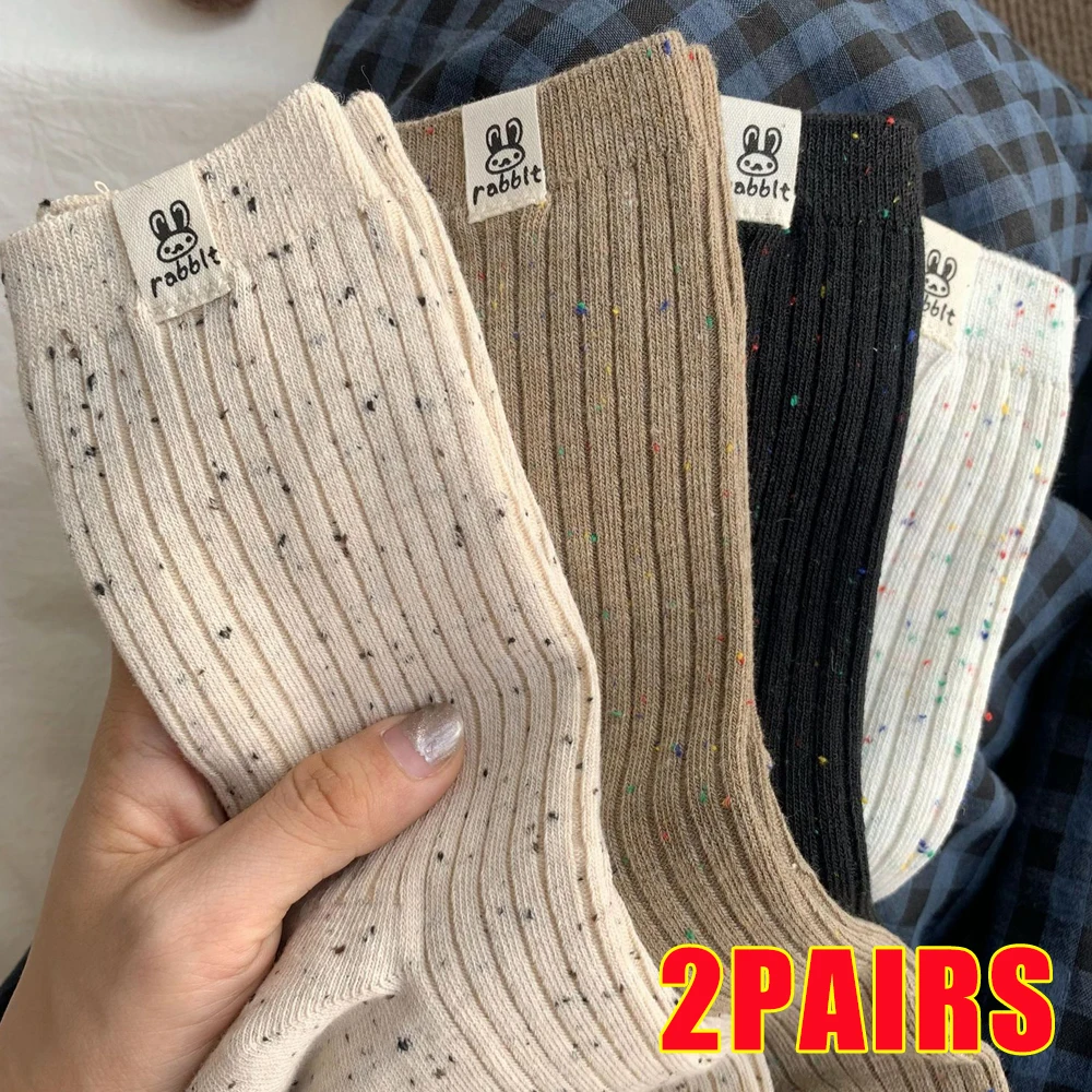 Носки в горошек с героями мультфильмов осенние и зимние удобные мягкие теплые