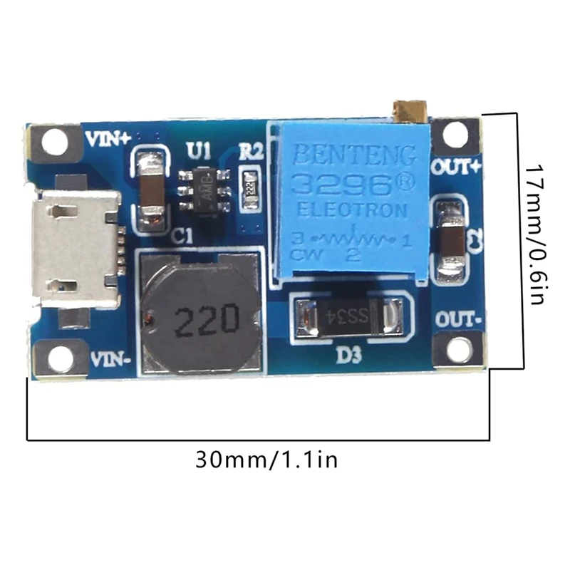 10 шт., Повышающий Модуль питания с Micro-USB, повышающий преобразователь, регулятор напряжения источника питания (art.: 3920c39bb3133) - 3920c39bb3133