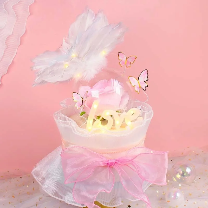 

Cute Butterfly Wing Feather Cake Topper For Baby Shower Kids Birthday Party Decoration Supplies Wedding Dessert Cake Decor Tools