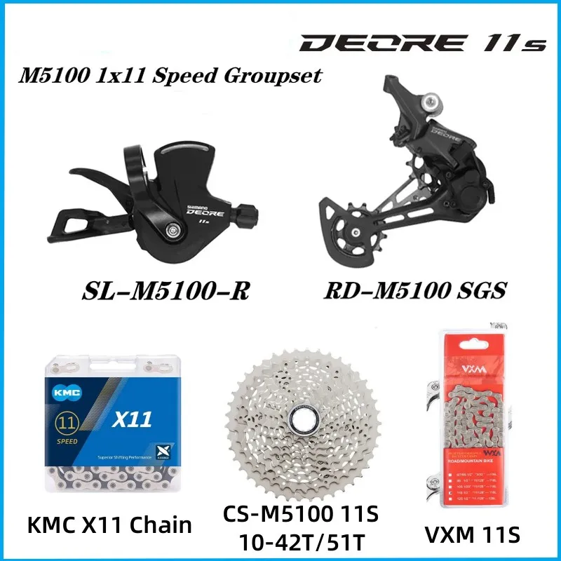 

DEORE M5100 M5120 1x11 Speed Groupset MTB Contains Shift Lever Rear Dearilleur CS-M5100 11S Cassette Chain 11V RD-M5120