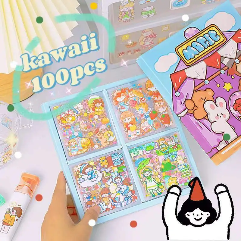 

Наклейки для дневника 100 шт., наклейки для эстетического скрапбукинга, фотообои, милые школьные принадлежности, канцелярские принадлежност...