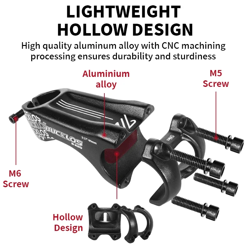 BUCKLOS-17-градусный вынос велосипеда из алюминиевого сплава MTB DH