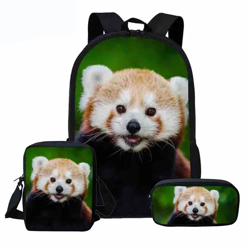 Детский рюкзак с принтом милой Красной панды, школьный ранец для мальчиков и девочек с 3D рисунком, Детские книжные сумки, дорожные рюкзаки