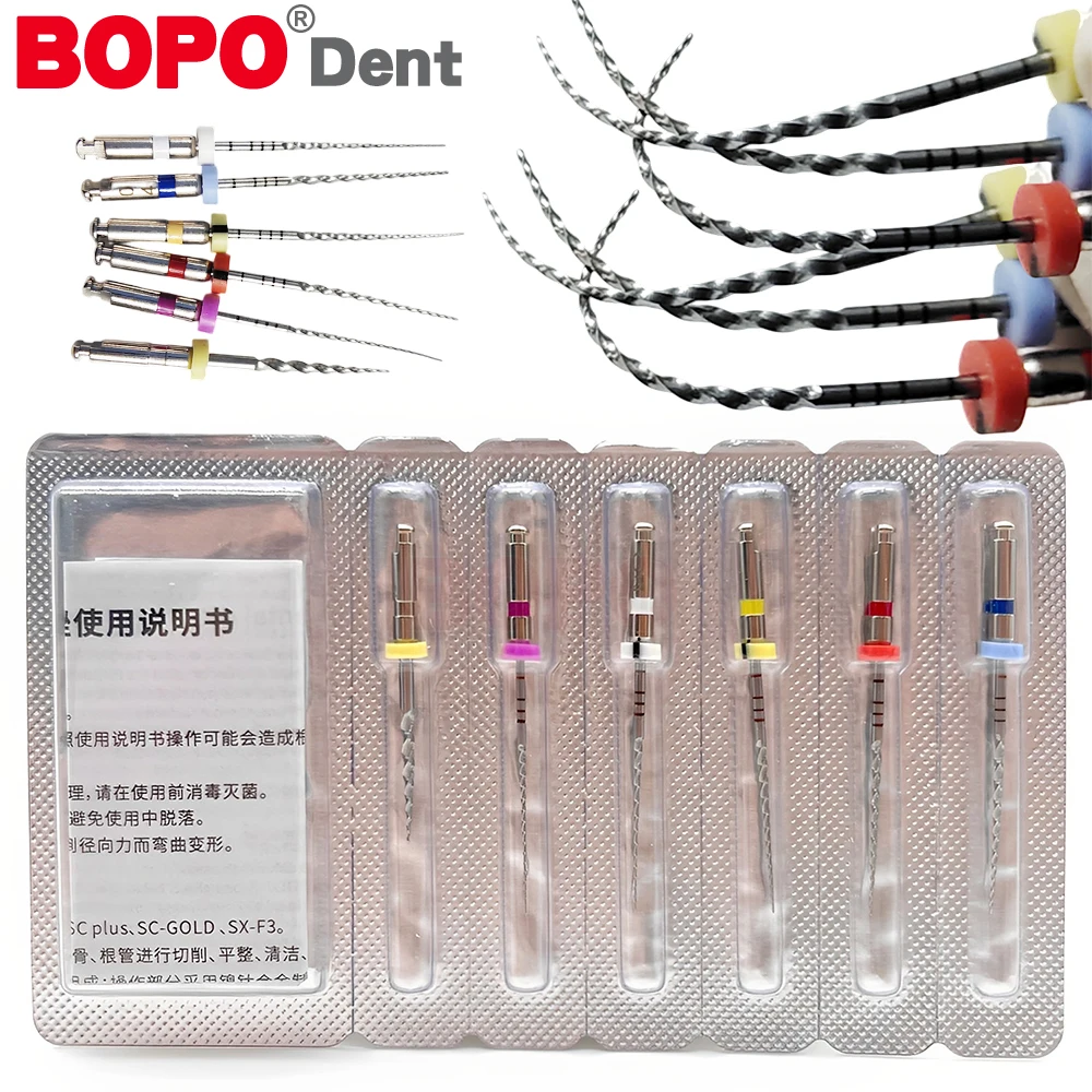 

6pcs/box Heat Activated Canal Root Files 21/25/31mm SOCO PLUS Dentist Tools Can Bend Preparing Root Canal Treatment SC Niti File