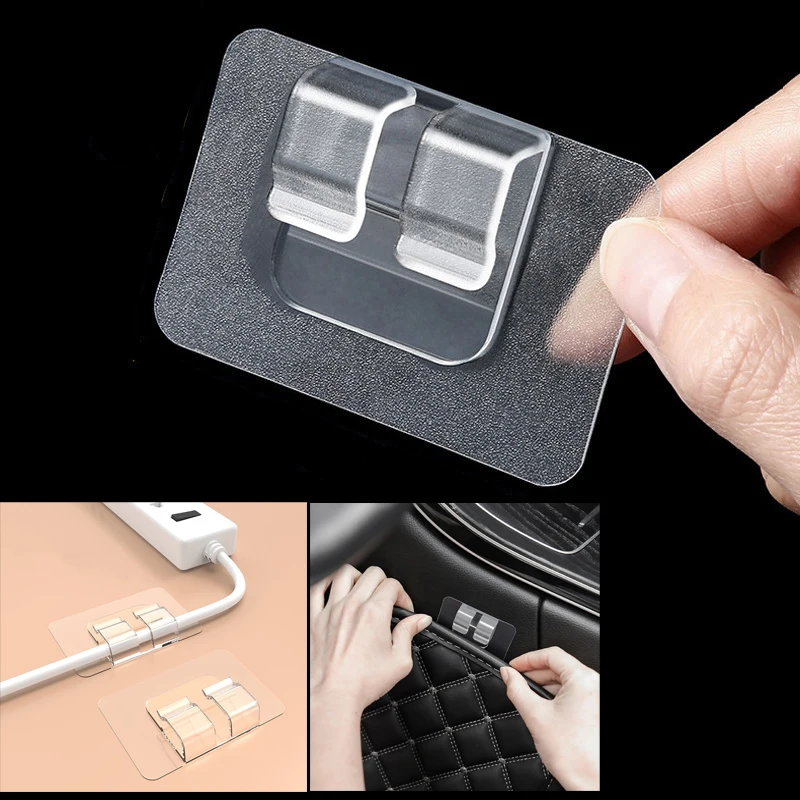 

5/10Pcs Seamless Adhesive Hooks Multipurpose Patch Hanging Shelf Hook Kitchen Fixing Wire Cable Clips Transparent Wall Holder